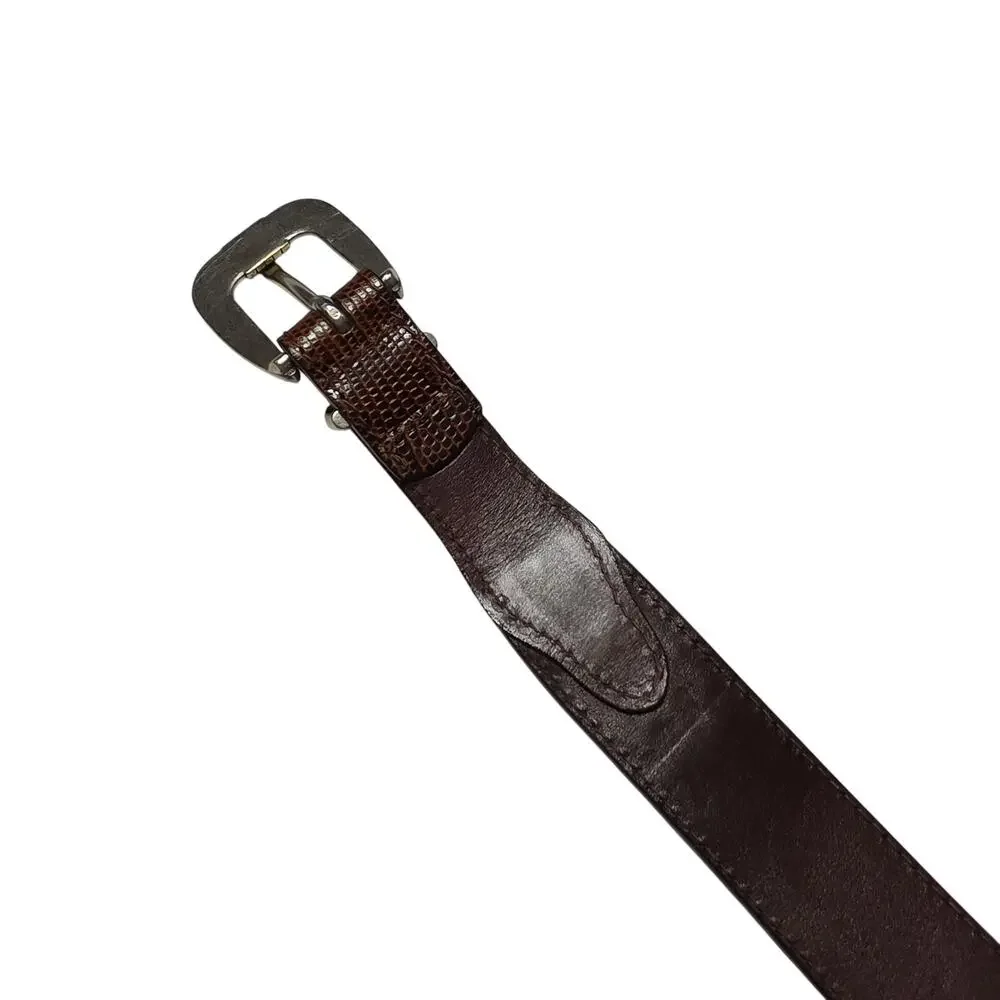 Bill Adler Studio Belt Men 32 Brown Leather Croc Embossed Woven Tapestry Braided